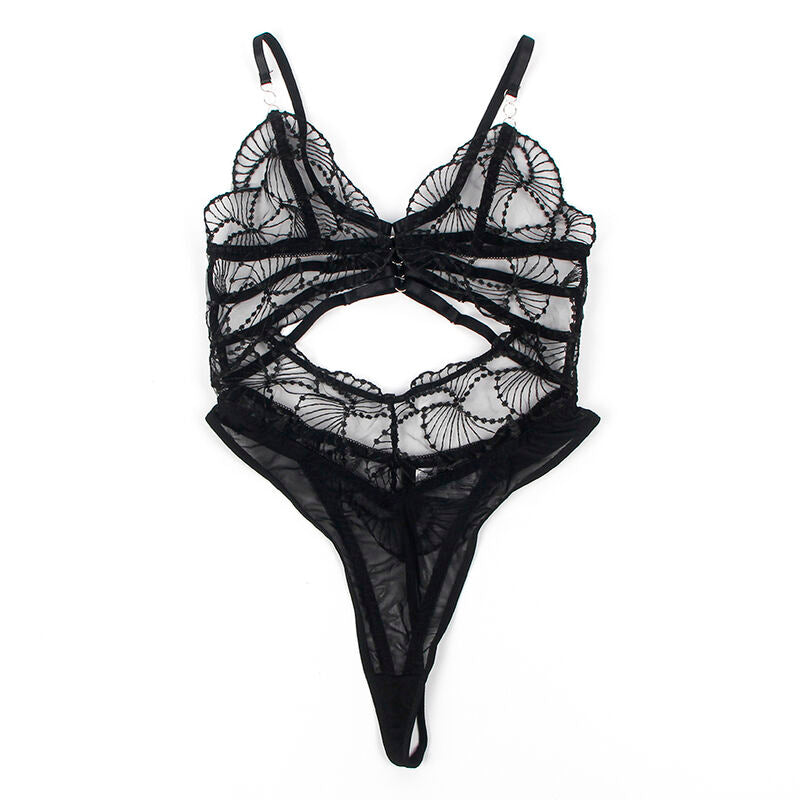 SUBBLIME - 955229 TRANSPARENTER BODY MIT AUSGESCHNITTENER SPITZE SCHWARZ L/XL