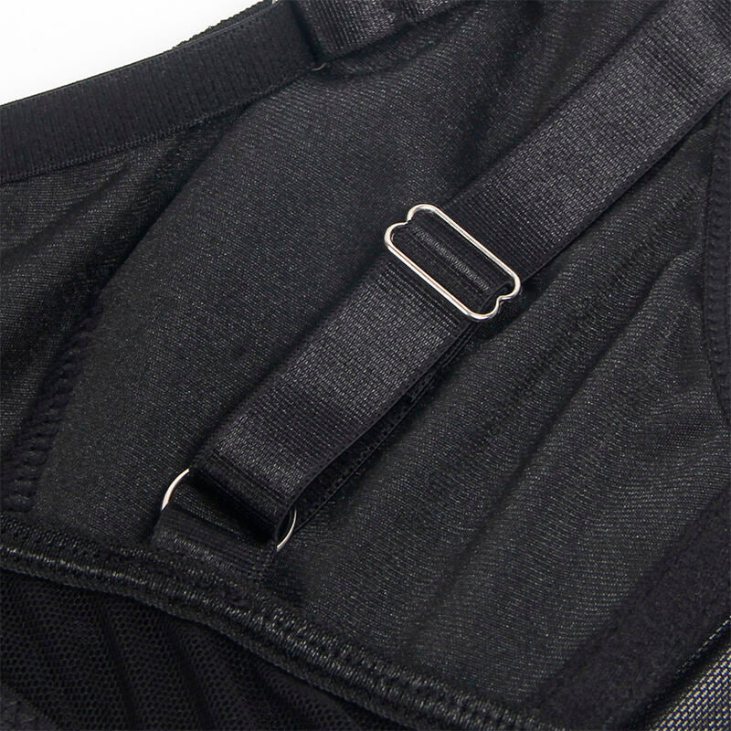 SUBBLIME - 955243 ENSEMBLE SOUTIEN-GORGE BONDAGE NOIR AVEC JARRETELLE L/XL