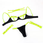 SUBBLIME - 955274 ENSEMBLE SOUTIEN-GORGE AVEC COLLIER ET DÉTAILS DE JAMBES VERT FLUORESCENT S/M