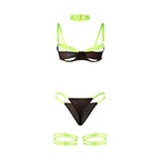 SUBBLIME - 955281 ENSEMBLE SOUTIEN-GORGE AVEC COLLIER ET DÉTAILS DE JAMBES VERT FLUORESCENT L/XL