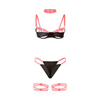 SUBBLIME - 955304 BH-SET MIT HALSKETTE UND BEINDETAILS NEONROSA L/XL