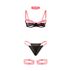 SUBBLIME - 955304 BH-SET MIT HALSKETTE UND BEINDETAILS NEONROSA L/XL