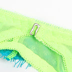 SUBBLIME - 955328 ENSEMBLE SOUTIEN-GORGE AVEC LIGNES DENTELLE ET JARRETELLE VERT ET BLEU L/XL