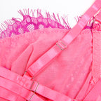 SUBBLIME - 955366 ENSEMBLE SOUTIEN-GORGE AVEC LIGNES DE DENTELLE ET JARRETELLES ROSE ET VIOLET L/XL