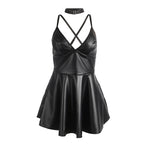 SUBBLIME - 955380 TRÄGERKLEID AUS SCHWARZEM LEDER L/XL