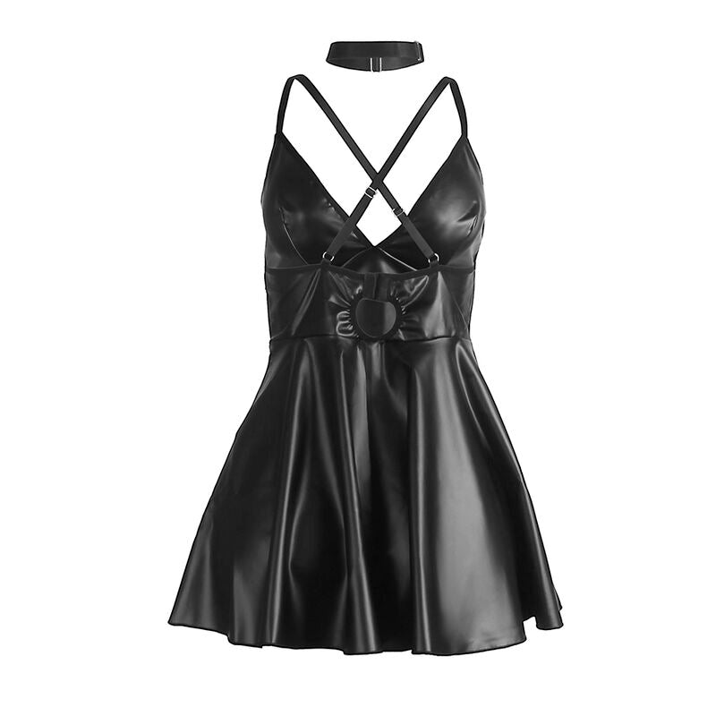 SUBBLIME - 955380 TRÄGERKLEID AUS SCHWARZEM LEDER L/XL