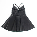 SUBBLIME - 955380 TRÄGERKLEID AUS SCHWARZEM LEDER L/XL