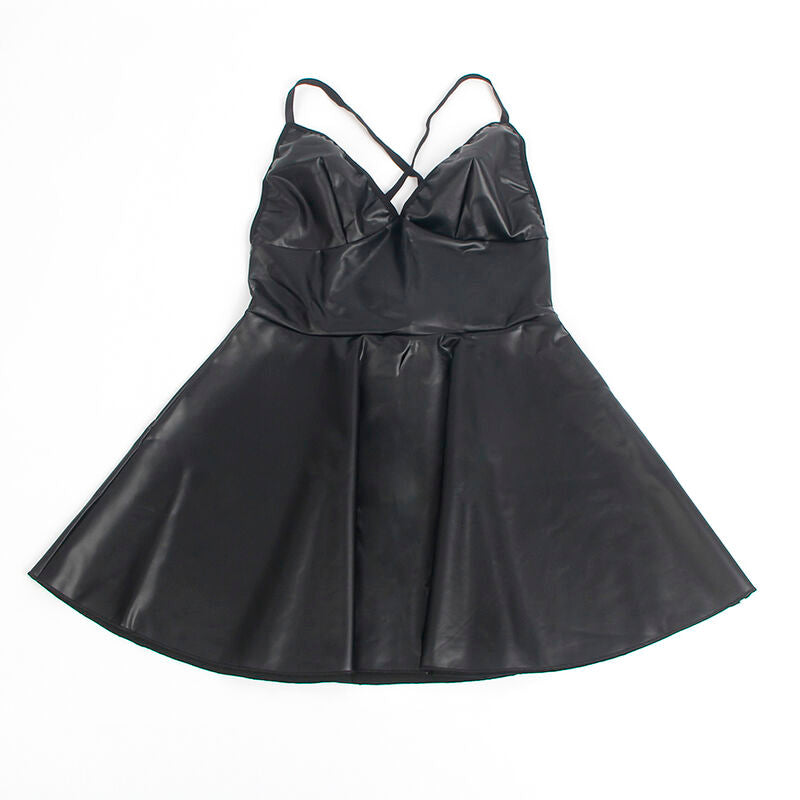 SUBBLIME - 955380 TRÄGERKLEID AUS SCHWARZEM LEDER L/XL