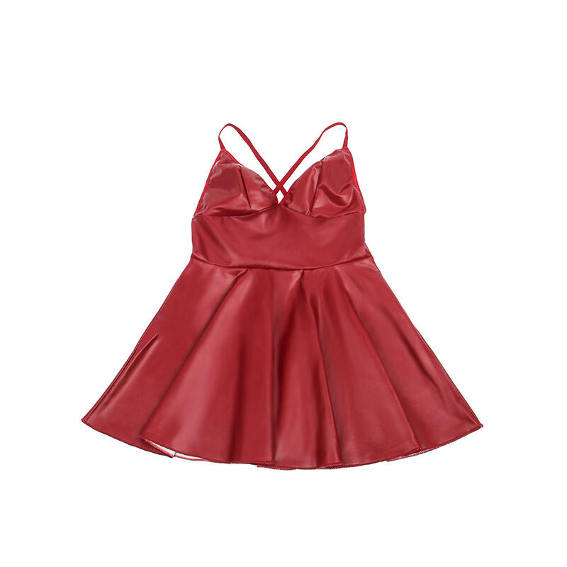 SUBBLIME - 955403 WEINROTES LEDERKLEID MIT TRÄGERN L/XL