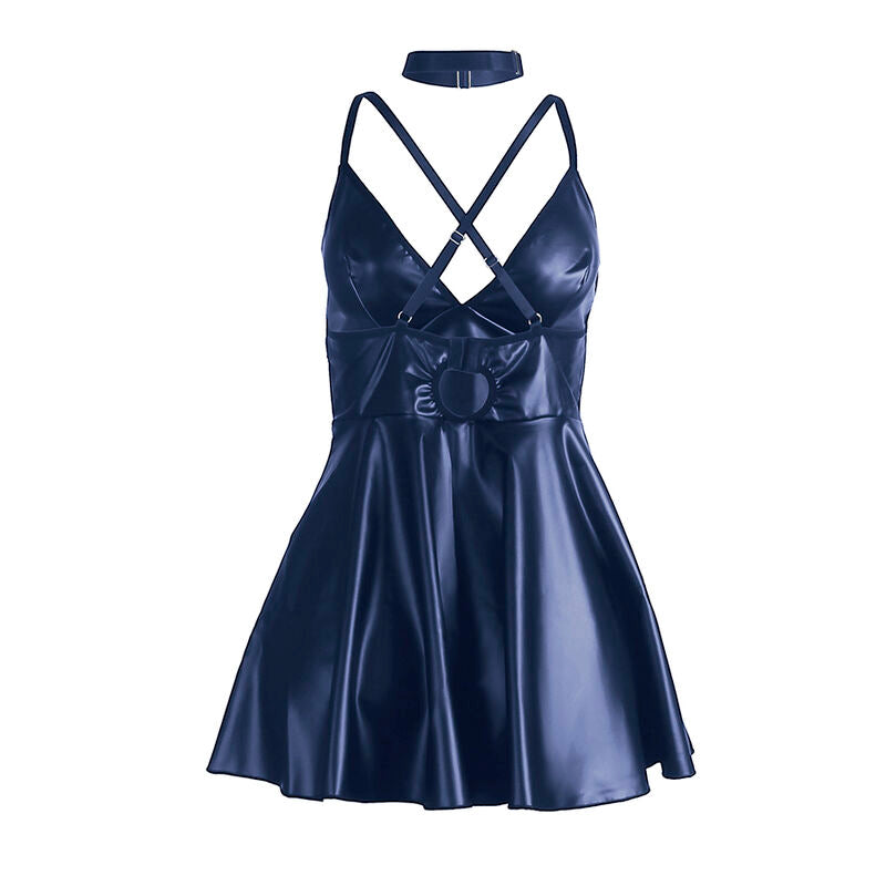 SUBBLIME - 955410 BLAUES LEDER-SPAGHETTI-TRÄGERKLEID S/M