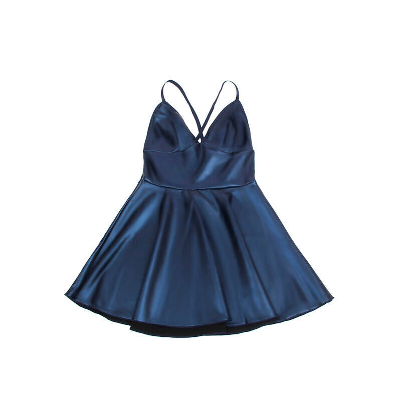 SUBBLIME - 955410 BLAUES LEDER-SPAGHETTI-TRÄGERKLEID S/M