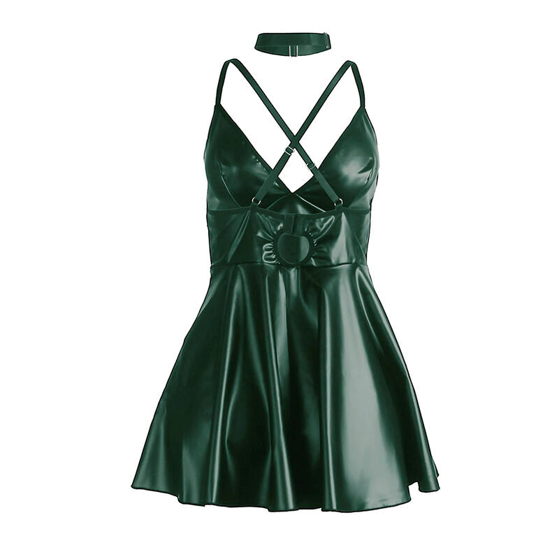 SUBBLIME - 955434 GRÜNES LEDER-TRÄGERKLEID S/M