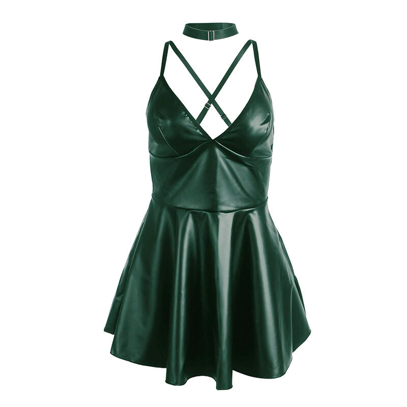 SUBBLIME - 955434 GRÜNES LEDER-TRÄGERKLEID S/M