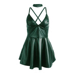 SUBBLIME - 955434 GRÜNES LEDER-TRÄGERKLEID S/M