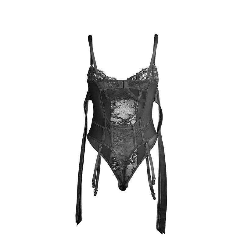SUBBLIME - 955496 BODY AUS SPITZE MIT SCHLEIFEN UND STRUMPFHALTERN SCHWARZ S/M