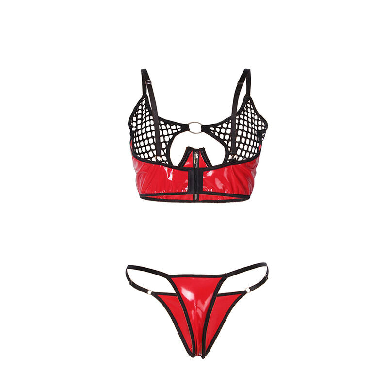 SUBBLIME - 955540 Rotes Lackleder-BH-Set mit Reißverschluss L/XL
