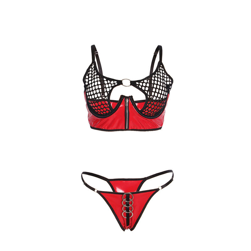 SUBBLIME - 955540 Rotes Lackleder-BH-Set mit Reißverschluss L/XL