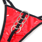 SUBBLIME - 955540 ENSEMBLE SOUTIEN-GORGE À FERMETURE ÉCLAIR EN CUIR VERNI ROUGE L/XL