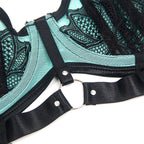 SUBBLIME - 955557 ENSEMBLE SOUTIEN-GORGE EN CUIR VERNI VERT AVEC FERMETURE ÉCLAIR S/M