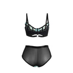 SUBBLIME - 955564 ENSEMBLE SOUTIEN-GORGE À FERMETURE ÉCLAIR EN CUIR VERNI VERT L/XL