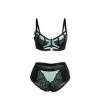 SUBBLIME - 955564 ENSEMBLE SOUTIEN-GORGE À FERMETURE ÉCLAIR EN CUIR VERNI VERT L/XL