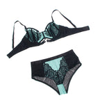 SUBBLIME - 955564 ENSEMBLE SOUTIEN-GORGE À FERMETURE ÉCLAIR EN CUIR VERNI VERT L/XL