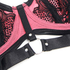 SUBBLIME - 955588 ENSEMBLE SOUTIEN-GORGE EN CUIR VERNI ROSE AVEC FERMETURE ÉCLAIR L/XL