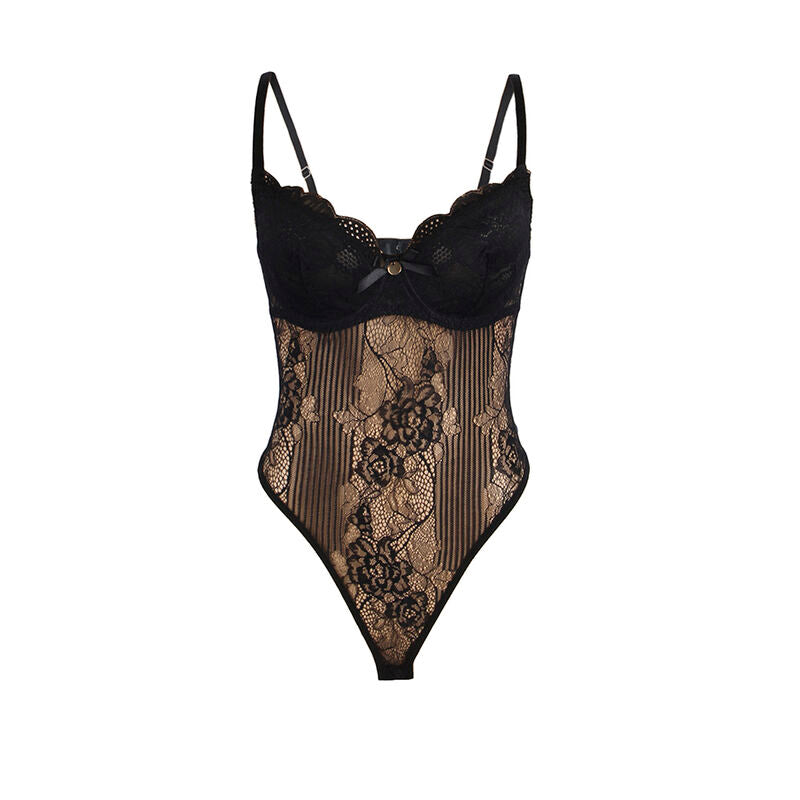 SUBBLIME - 955625 SPITZENBODY MIT VERSCHLUSS IM SCHRITT SCHWARZ L/XL