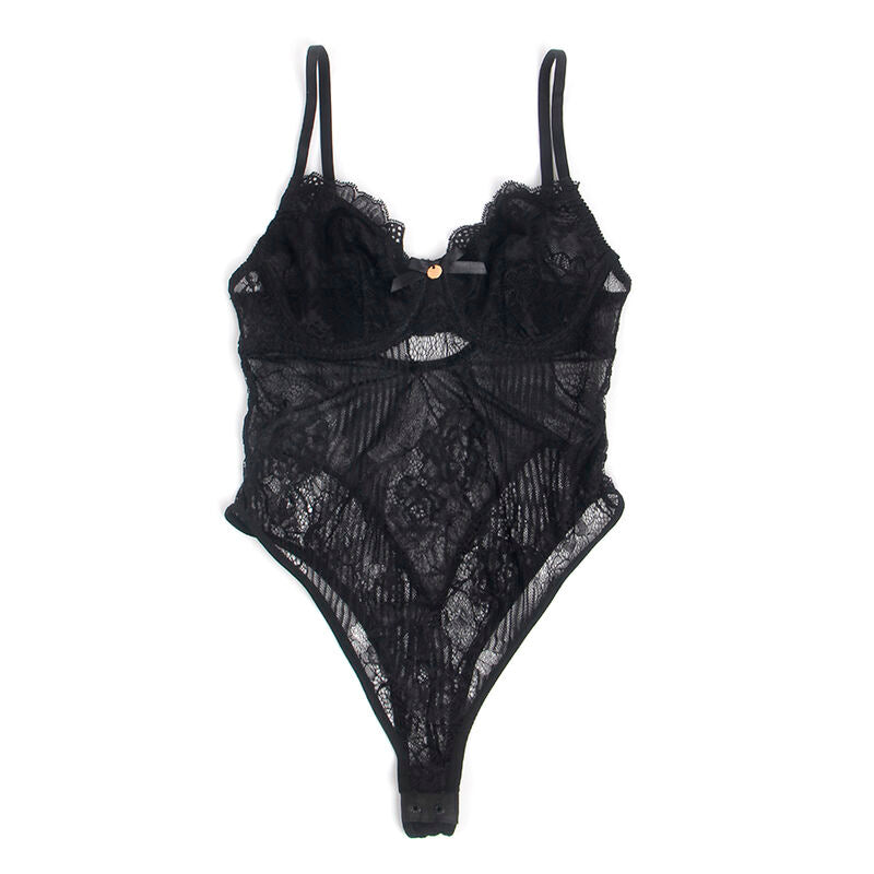 SUBBLIME - 955625 SPITZENBODY MIT VERSCHLUSS IM SCHRITT SCHWARZ L/XL