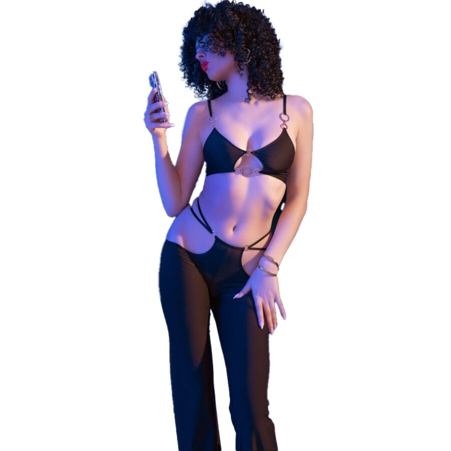 CHILIROSE - SET TOP LEGGINS CON COMPLEMENTOS DORADOS