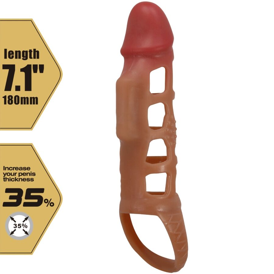 PRETTY LOVE - VIBRIERENDE PENISMANSCHETTE PRESTON 18 CM