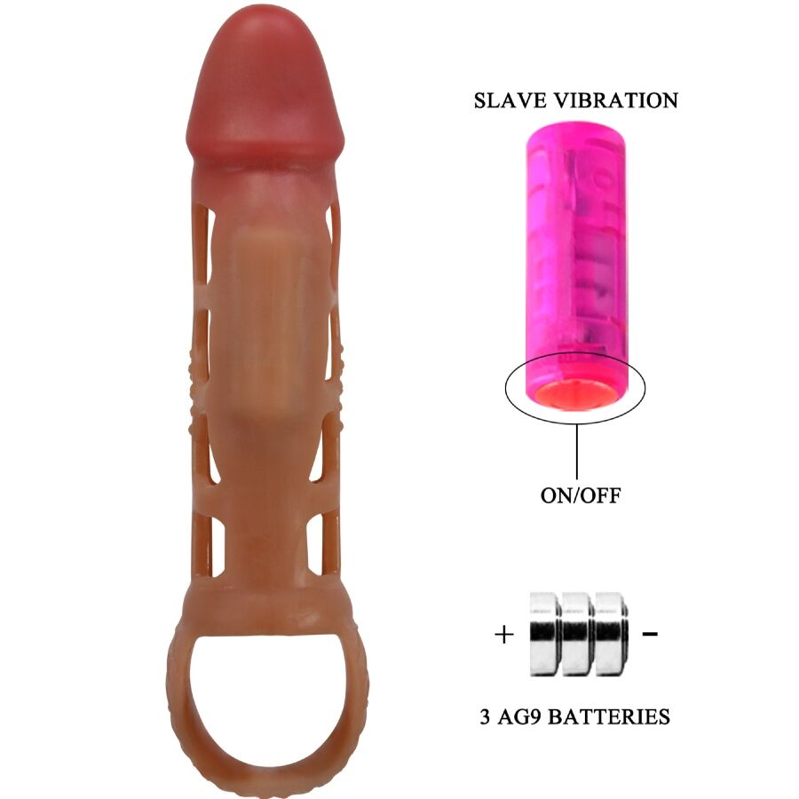 PRETTY LOVE - VIBRIERENDE PENISMANSCHETTE PRESTON 18 CM