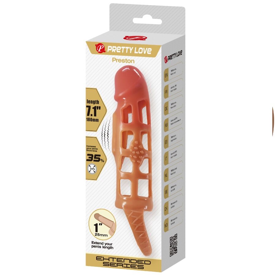 PRETTY LOVE - VIBRIERENDE PENISMANSCHETTE PRESTON 18 CM