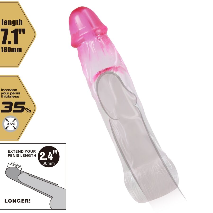 PRETTY LOVE - REALISTISCHE VERGRÖSSERUNGSHÜLSE NERON 6 CM FÜR DEN PENIS ROSA