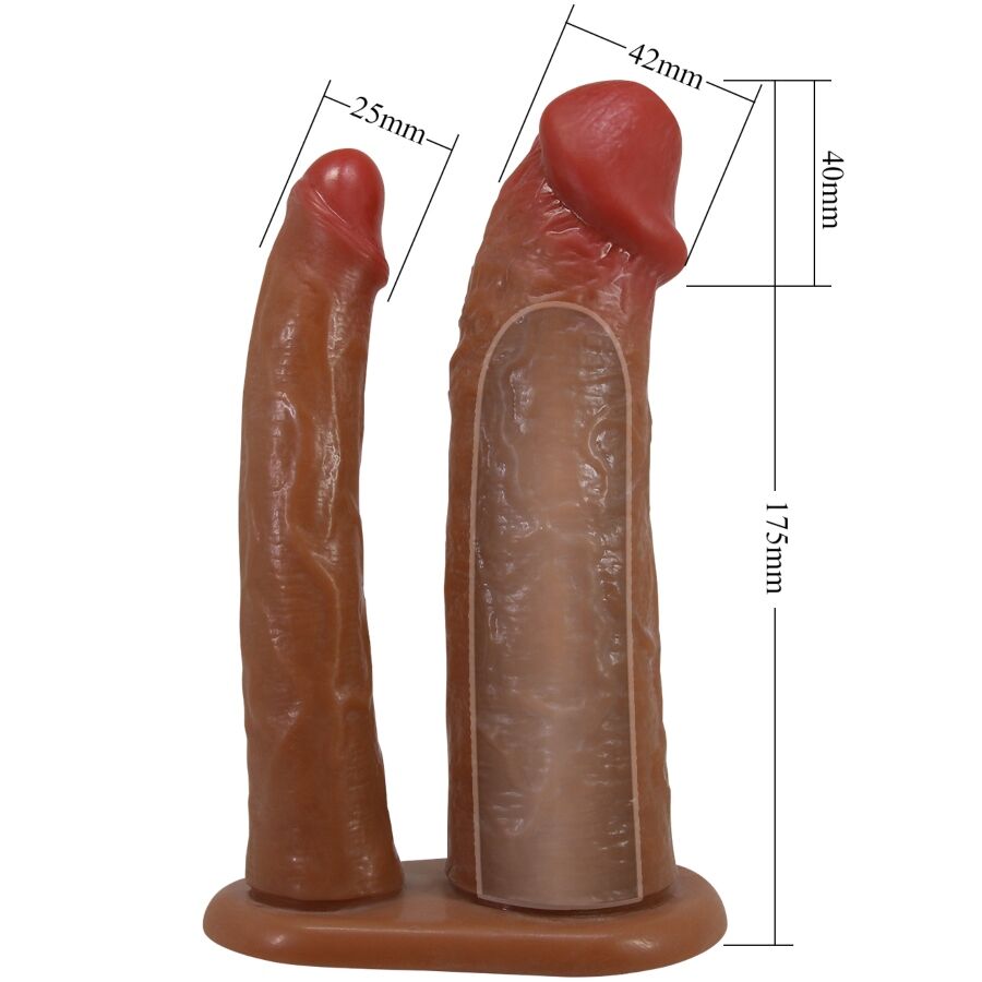 PRETTY LOVE – DOPPELPENISHÜLSE YAIRON MIT 4 CM VERLÄNGERUNG MULATTE