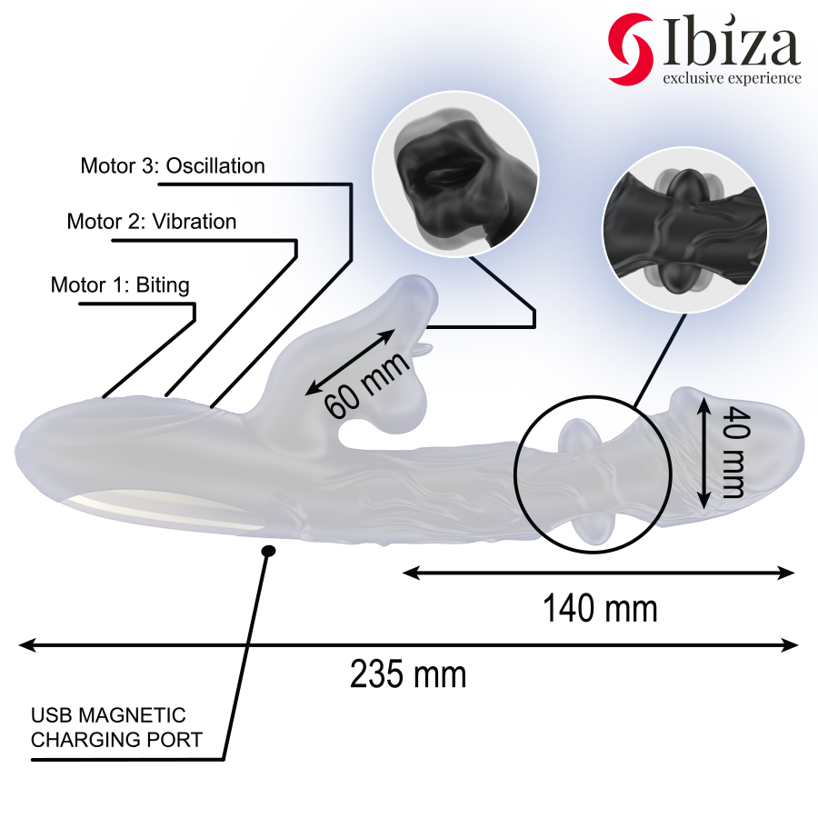 IBIZA - VIBRATOR UND KLITORISSTIMULATOR MIT BEISS- UND ROTATIONSEFFEKT
