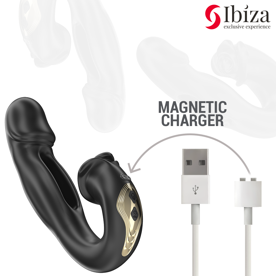 IBIZA - ROSAFARBENER VIBRATOR MIT FLICKING-EFFEKT UND KLITORISSTIMULATOR