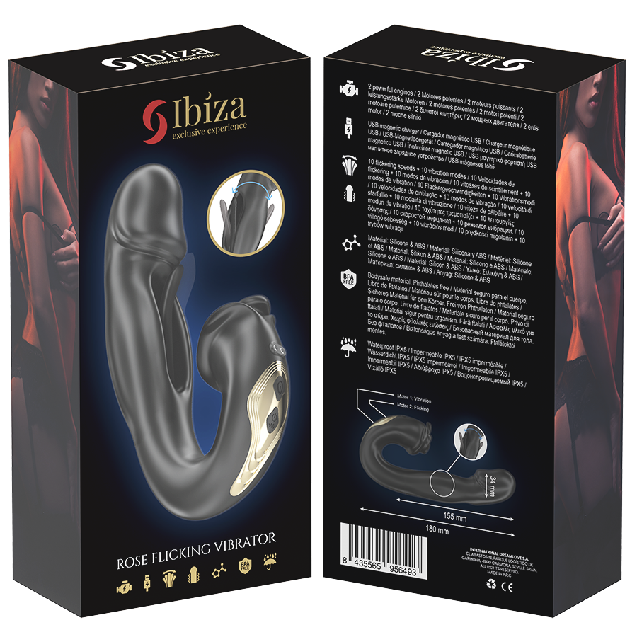 IBIZA - ROSAFARBENER VIBRATOR MIT FLICKING-EFFEKT UND KLITORISSTIMULATOR