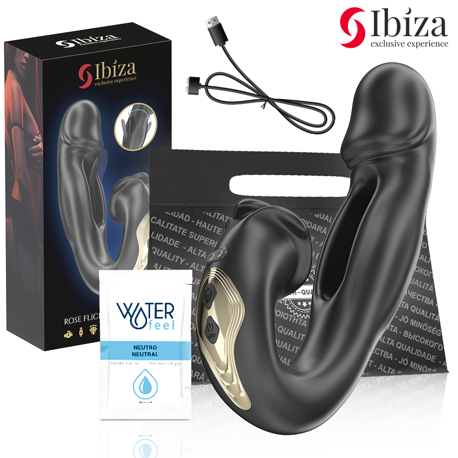 IBIZA - ROSAFARBENER VIBRATOR MIT FLICKING-EFFEKT UND KLITORISSTIMULATOR