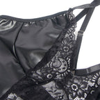 SUBBLIME - 957520 ROBE EN CUIR AVEC DENTELLE FLORALE NOIRE S/M