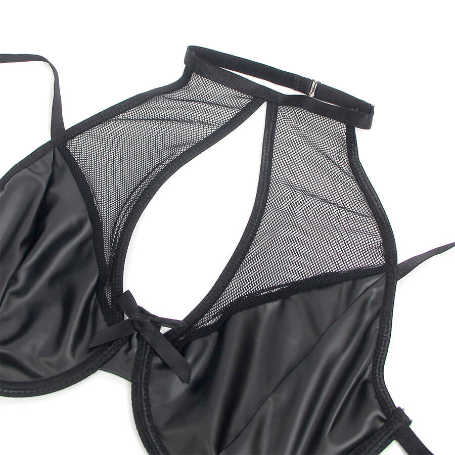 SUBBLIME - 957582 ENSEMBLE SOUTIEN-GORGE ET JUPE EN CUIR NOIR S/M