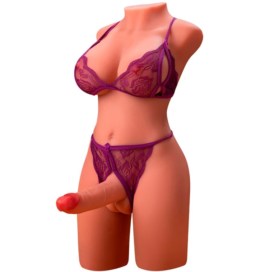 XISE - MIAH LADYBOY FRAUENOBERKÖRPER MIT DILDO MIT VIBRATION UND SCHUB 55 CM