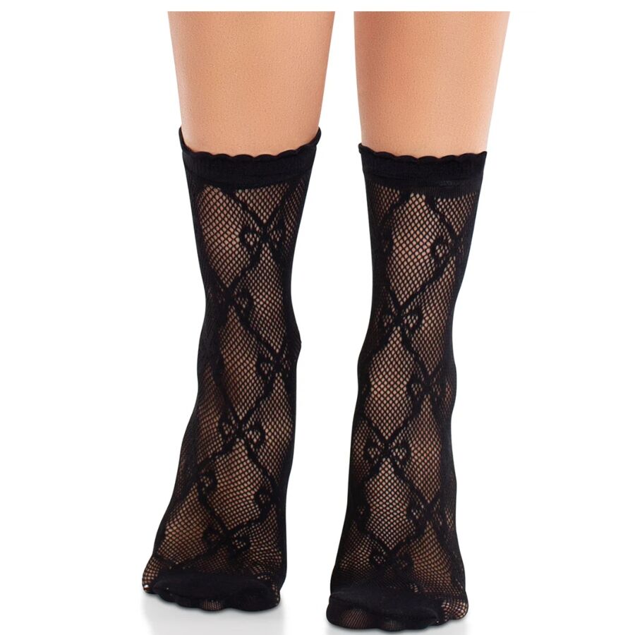 LEG AVENUE - SCHWARZE SPITZENSTRÜMPFE MIT SCHLEIFE