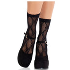 LEG AVENUE - SCHWARZE SPITZENSTRÜMPFE MIT SCHLEIFE