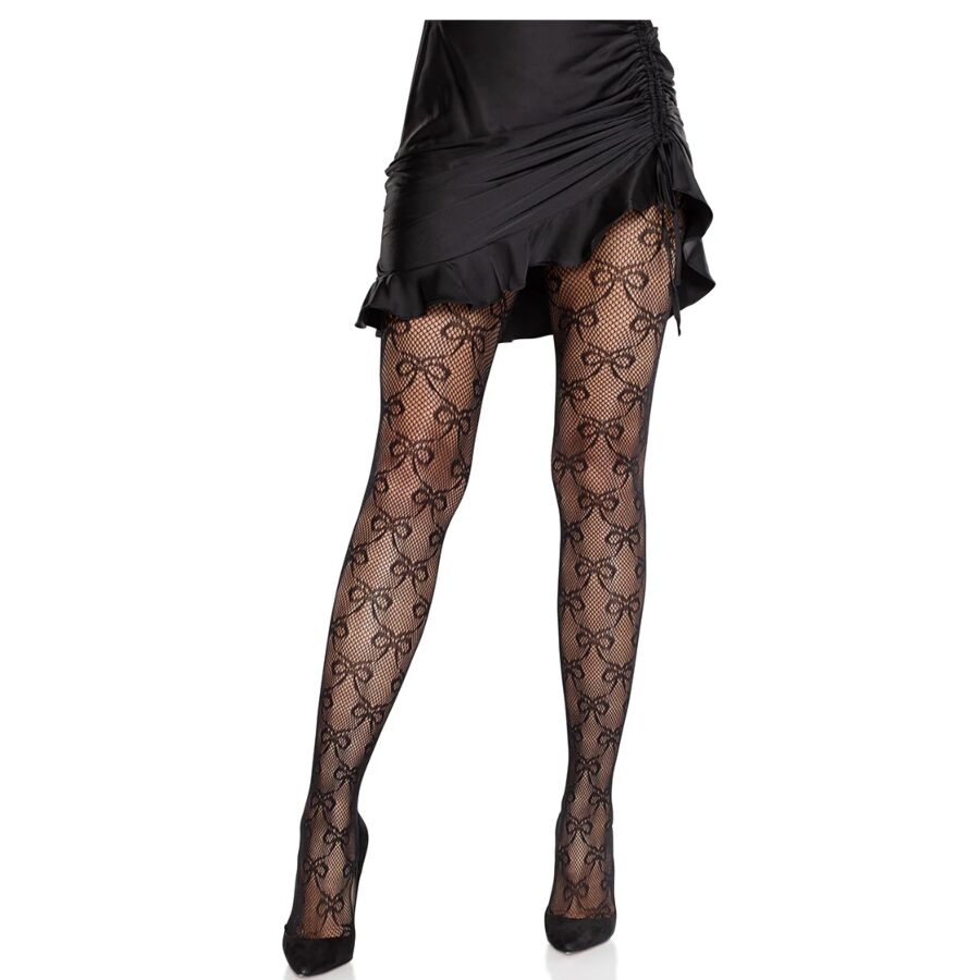 LEG AVENUE - NETZSTRUMPFHOSE MIT SCHWARZER SCHLEIFE
