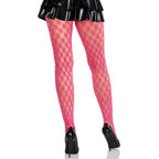 LEG AVENUE - SPITZENSTRUMPFHOSE MIT FLUORESZIEREND ROSA ÖSEN