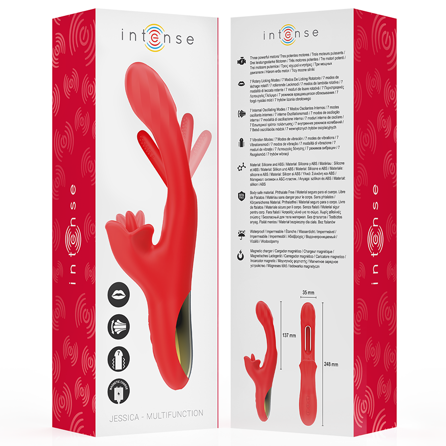 INTENSE - JESSICA MULTIFUNKTIONS-VIBRATOR KLITORISSTIMULATION 24,8 CM ROT
