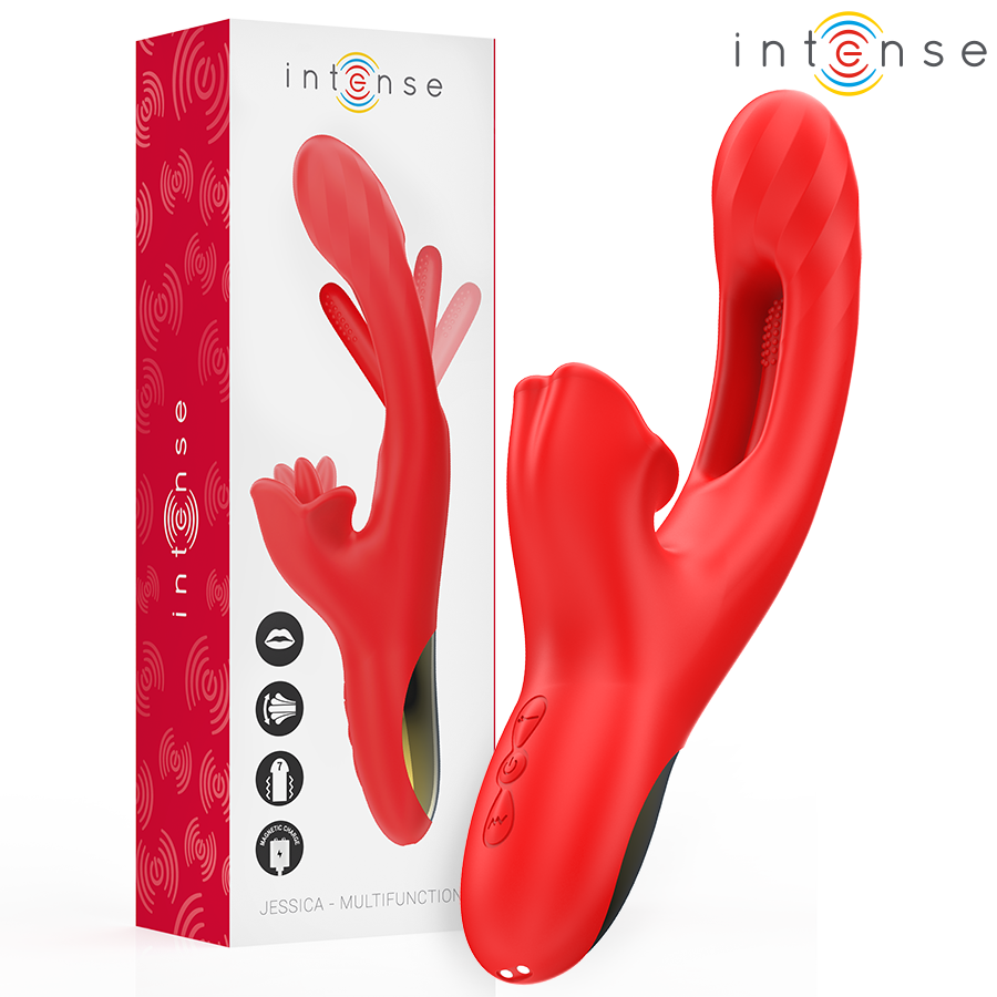 INTENSE - JESSICA MULTIFUNKTIONS-VIBRATOR KLITORISSTIMULATION 24,8 CM ROT