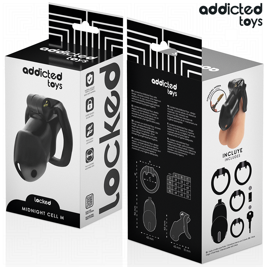 ADDICTED TOYS LOCKED - CAGE À PÉNIS MINDNIGHT CELL 4.2 CM TAILLE M
