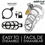 ADDICTED TOYS LOCKED - CAGE À PÉNIS EN MÉTAL AVEC VERROU ARGENT TAILLE M